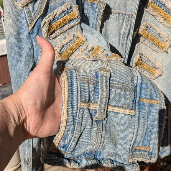 Vintage Military-inspo style BB Dakota embellished denim jacket - Picture 8 of 14